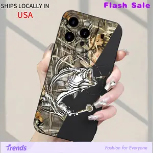 Creative Forest Camouflage Fish Pattern New Seller Classic Creative Fun TPU Camera Shockproof Protective Phone Case Compatible with iPhone 7/8/11/12/13/14/15/16 Pro/Pro Max/XS Max/XR/SE/Mini, Suitable for Both Boys and Girls Protection Cover