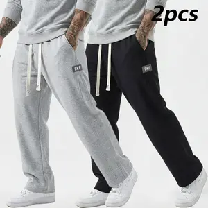 Men's Casual Straight-Leg Pants 2-Pack Comfort Fit Everyday Wear for Leisure Outings