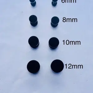 Black screw on plugs, solid color ear stretchers, men women earring studs, no ear stretching needed, 6mm, 8mm 10mm 12mm 14mm