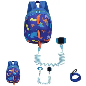 P-CPB035    Toddler Mini Dinosaur Backpack with Child Leash, Anti Lost Wrist Link for Kids, Safety Harness Back Pack for Baby Boy Girl