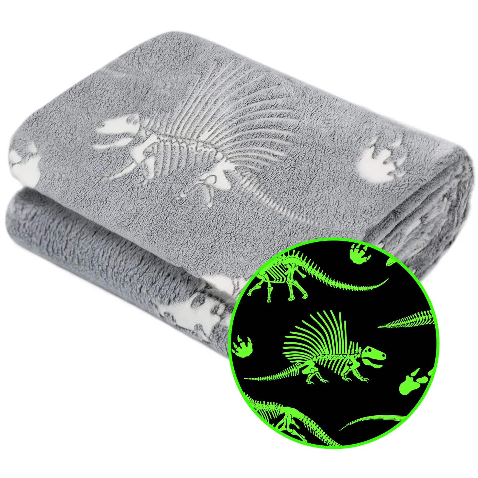 Dinosaur Print Glow in the Dark Blanket, 1 Count Soft Warm Cozy Blanket, Bedding Supplies for Home Office Travel
