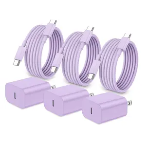 for iPhone 17 16 15 Fast Charger and 6.6ft Type C to C Cable Cord Long,Colour series 20W USB C Charging Block for iPhone 16 Pro/16 Plus/15 Pro Max/15,for iPad Wall Plug Power Adapter Cube Brick 12.9/11/Air 4th/6 Gen/Mini