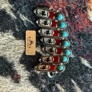 Red, White, & Black Cowboy -  Adjustable Western Ring