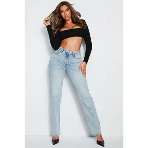 Tall Crossover Straight Leg Jeans - Light Blue Wash