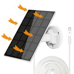 Lybuorze Solar Panel for Security Camera Solar Panel for 5V Outdoor Camera Micro USB & USB-C Port Solar Panel IP66 Waterproof Solar Charger for Camera 360° Adjustable Mounting Bracket 9.8ft Cable