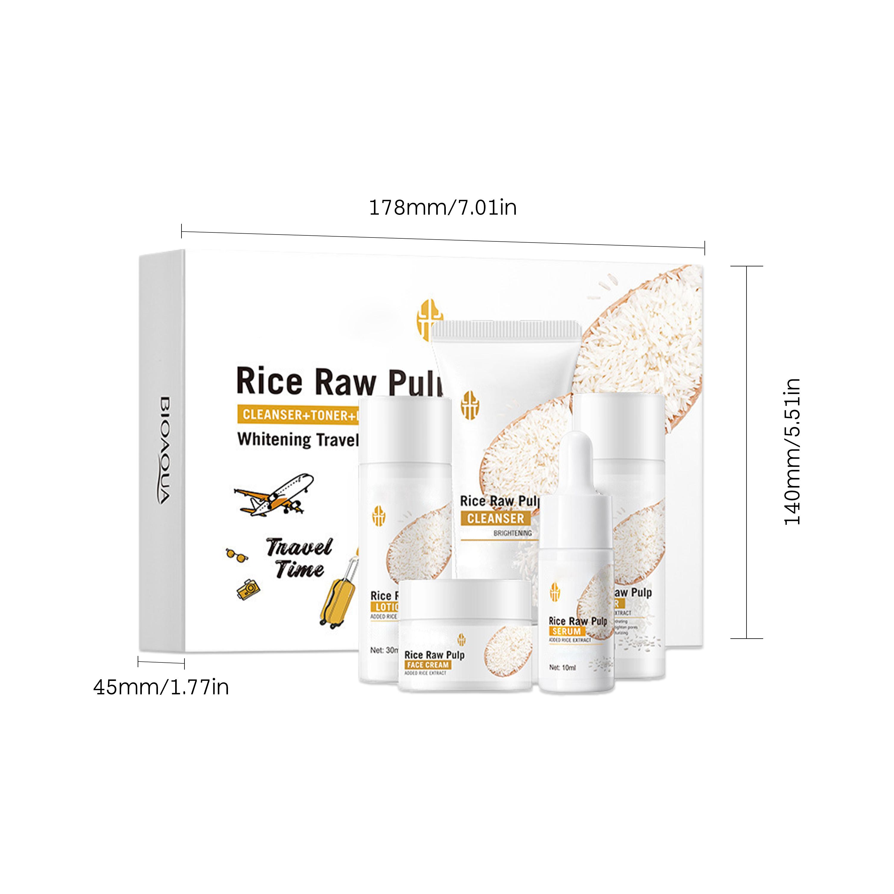 Rice Raw Pulp Travel 5-Piece Set Cleanser Toner Serum Lotion Face Cream Daily Hydration Gentle Care Starter Set for Facial Care Rice Raw Pulp Travel 5-Piece Set Cleanser Toner Serum Lotion Face Cream Daily Hydration Gentle Care Starter Set for Facial Care