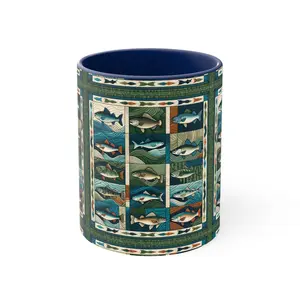 Rustic Fisherman Coffee Mug | Quilted Look Lodge Style 11oz Cup - Perfect Christmas Gift