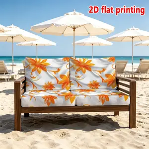 1/2/8/10/12PCS Sofa Cushion Covers, Vibrant Orange Floral Pattern Pillow Covers (Inserts Not Included). 2D flat printed elastic seat covers, removable and washable, all-season suitable for indoor, outdoor, patio, terrace and beach.