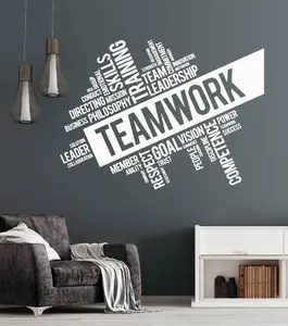 Office Teamwork Vinyl Wall Decal Word Quote Cloud Success Decor Worker Stickers Unique Gift (ig4152)
