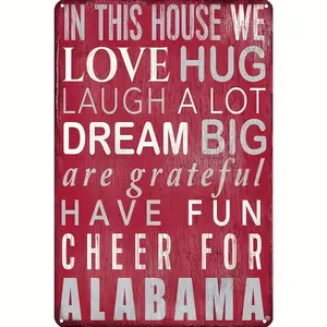 Alabama Cheer 8"x12" Metal Tin Sign - Vintage Wall Art with Inspirational Quote, Perfect for Home & Living Room Decor | Humorous & Heartwarming Message, Ideal for Bedroom and Outdoor Spaces, Metal Wall Art Decor