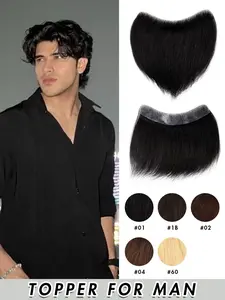 Men's Toupee Human Hair Topper. Invisible, Natural Hairline, realistic appearance, breathable construction, easy to customize. Seamless natural wear for daily and casual occasions. Real Hair Extensions