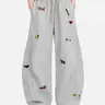 AELFRIC EDEN Women's Retro Baggy High-Waist Cotton Track Pants - Cute Embroidered Graphic, Pocket, Workout Jogger, Girly Feminine Clothes Products for Everyday, Back to School