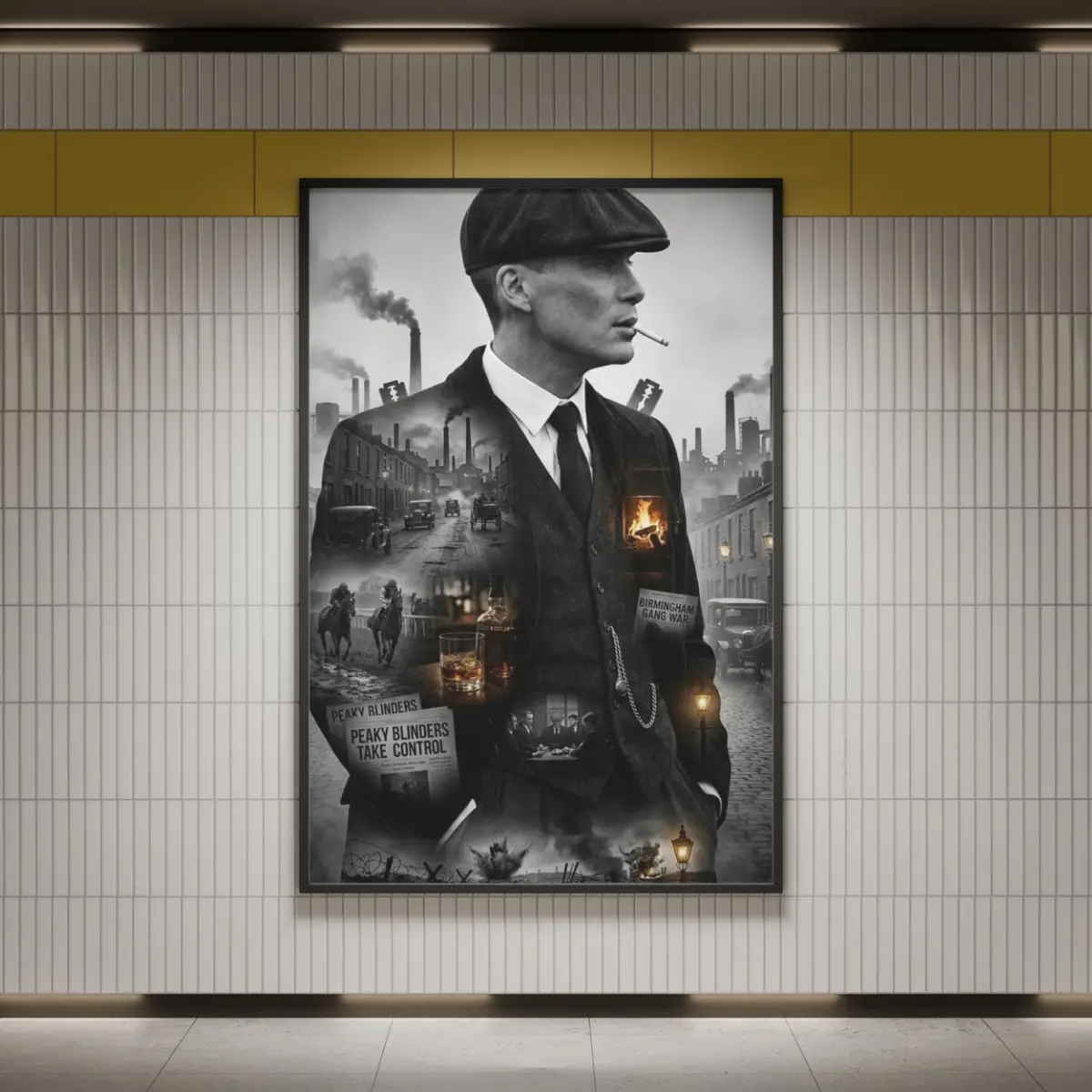Peaky Blinders Inspired Poster, Thomas Shelby Wall Art Print, Vintage Gangster TV Series Decor, Crime Drama Poster, Unframed Gift