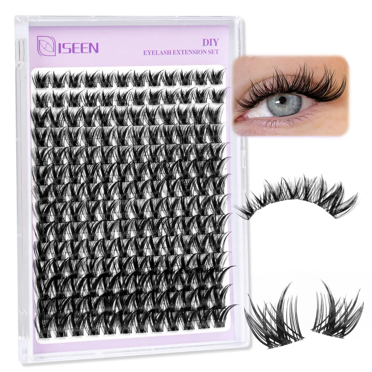 168Pcs Volume Lash Clusters Kit, Individual Eyelash Kit, 10-18mm Mix Reusable Wispy Eyelash Clusters, D Curl Fairy Eyelashes Extensions, Eye Lashes Cluster Kit with Bond&Seal&Remove&Eyelash Tweezers& for DIY