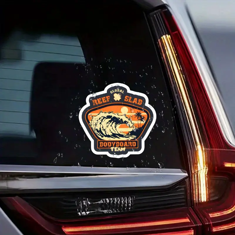 Global ocean reef slate car stickers, surfing enthusiast stickers, humorous stickers, waterproof stickers suitable for vehicle bumpers SUV、 Motorcycles, laptops - Elegant sticker design for car accessories, unique gift ideas - Creative vehicle decoration