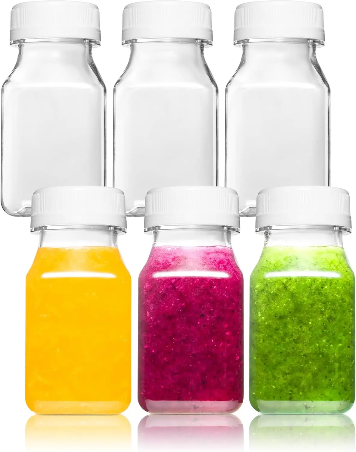 6 count 4oz Small Plastic Bottles for Liquids - Ginger Shot Bottles with , Wellness Juice Shot - Freezer Safe, Leak Proof, ,  Grade Bottles