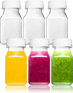 6 count 4oz Small Plastic Bottles for Liquids - Ginger Shot Bottles with , Wellness Juice Shot - Freezer Safe, Leak Proof, ,  Grade Bottles