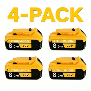 4-Pack DEWALT Replacement Batteries — 20V, 8.0Ah Capacity. These batteries deliver stable performance and are suitable for a wide range of applications, including renovation, cutting, drilling, circular saw operation, DIY projects, and more.