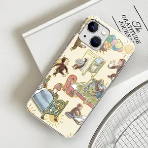 Whimsical Summer Beach Phone Case, Curious George Cover for 【iPhone 13 Mini】--975