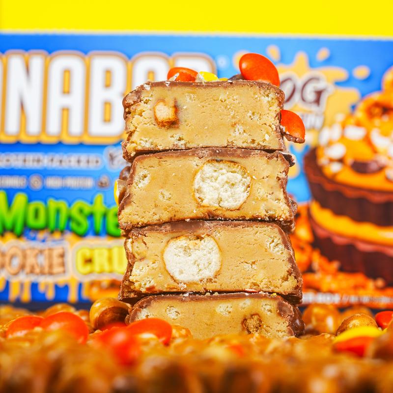 Anabar Monster Cookie Crunch - 12 Pack - Best Tasting Protein Bar with 20g Protein & No Sugar Alcohols - Chocolate Snack with Peanut Butter Candy Pieces