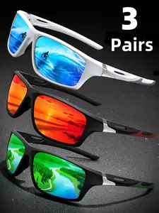 Unisex Sporty Colorblock Biking Sunglasses, Trendy Casual Rectangle Frame Sunglasses for Outdoor Sports, Fashion Accessories for Everyday Use and Outdoor Activities