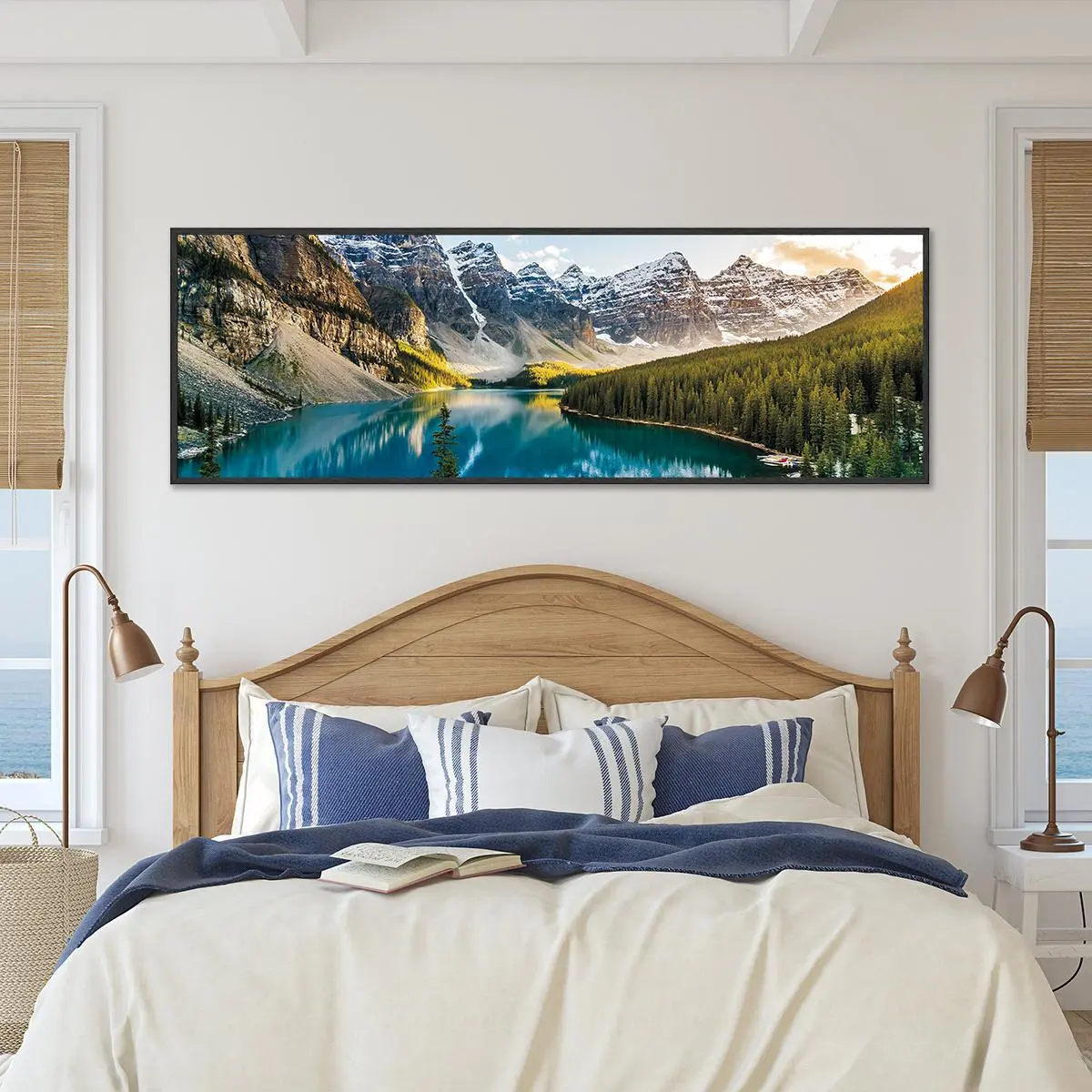 Lake Forest Mountain Scenery Canvas Painting, Wall Art Decor for Living Room, Bedroom, Home Decor, Poster