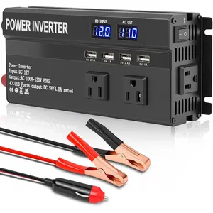 1200W Power Inverter, 12v To 110V AC Car Inverter with Fast Charging 2.4A USB and 3 AC Outlets Ideal for Road Trips, Camping, RV, Truck, Solar, and Vehicle Power Needs for Gifts for Men
