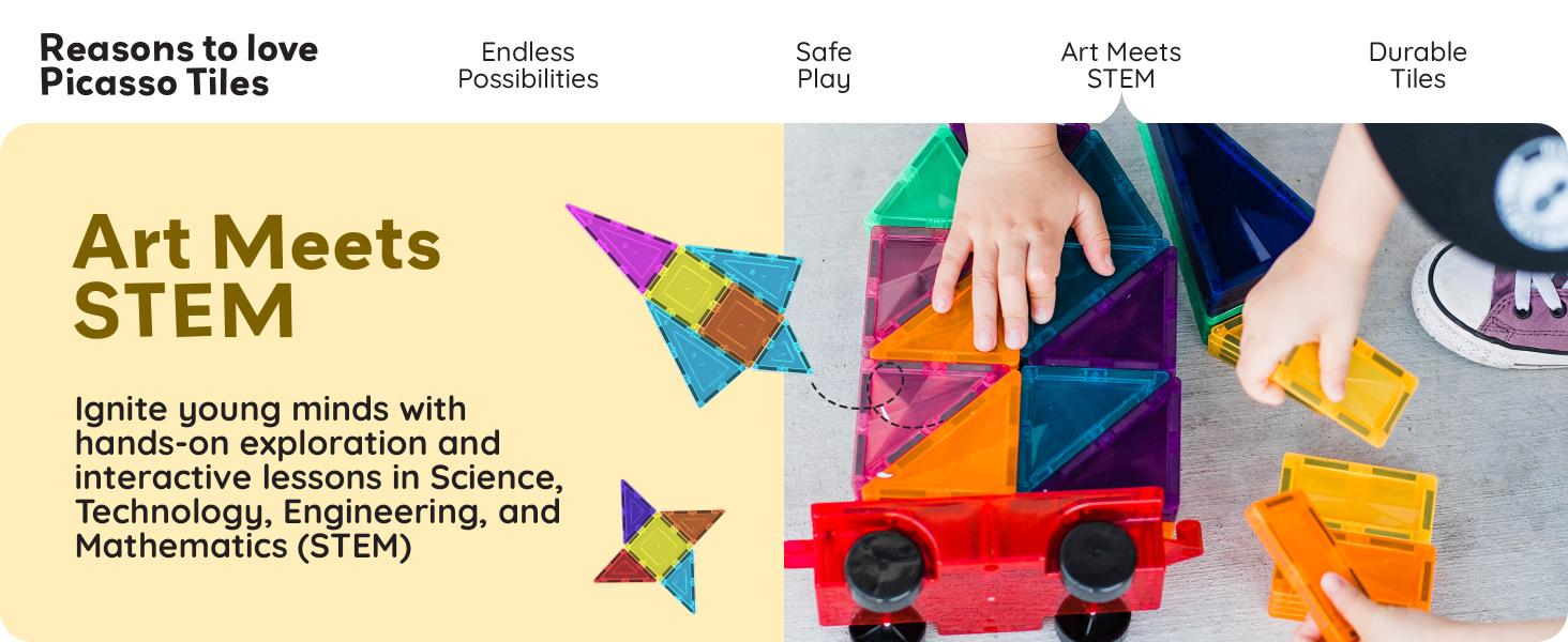 PicassoTiles 60 Piece Set 60pcs Magnet Building Tiles Clear Magnetic 3D Blocks Construction Playboards - Creativity Beyond Imagination, Inspirational, Recreational, Educational, Conventional