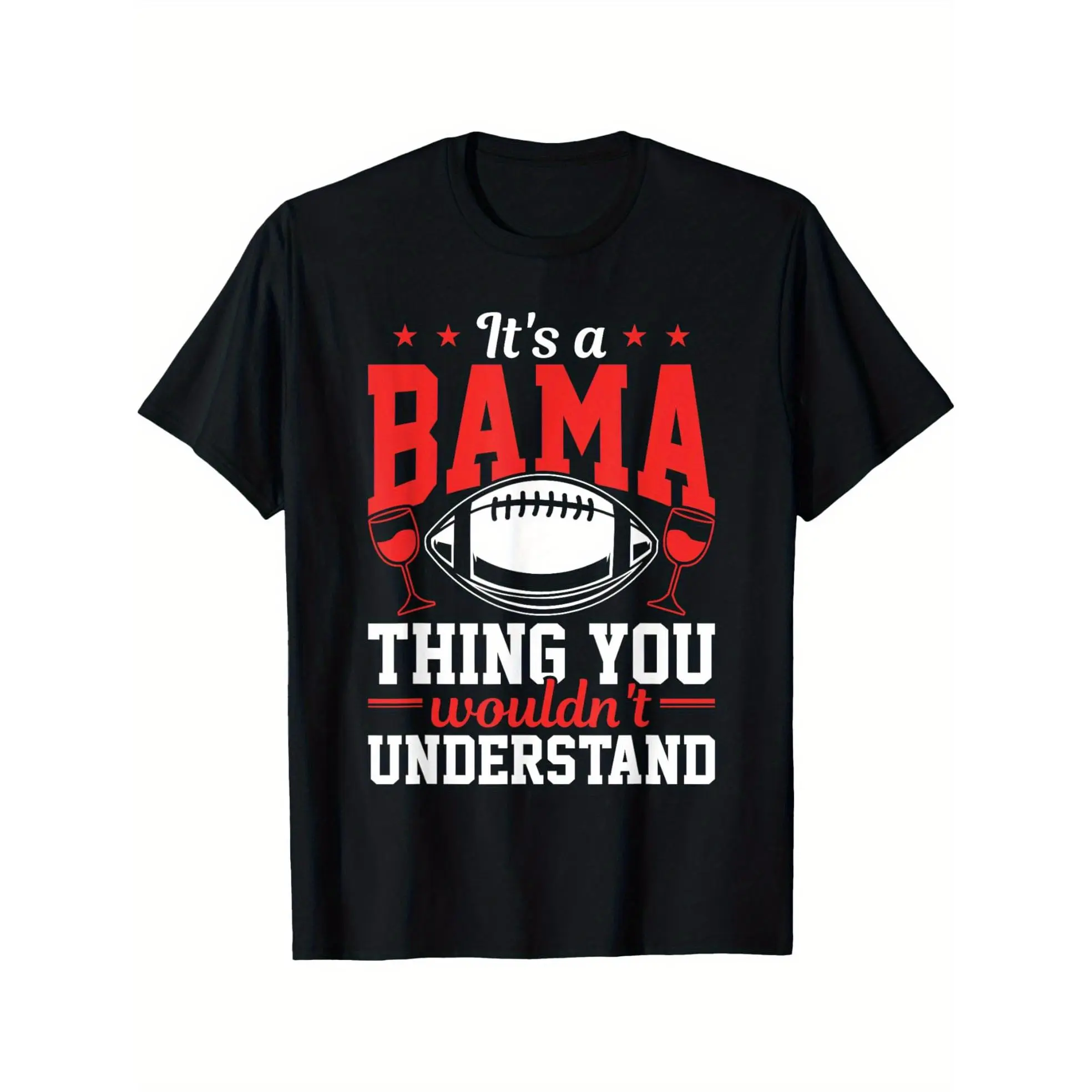 Men's Alabama It's A Bama Thing Graphic T-Shirt - Casual Style Tee, Comfortable Round Neck Cotton Short Sleeve, Y2K Streetwear, Year-Round Wear, Black Menswear Crewneck