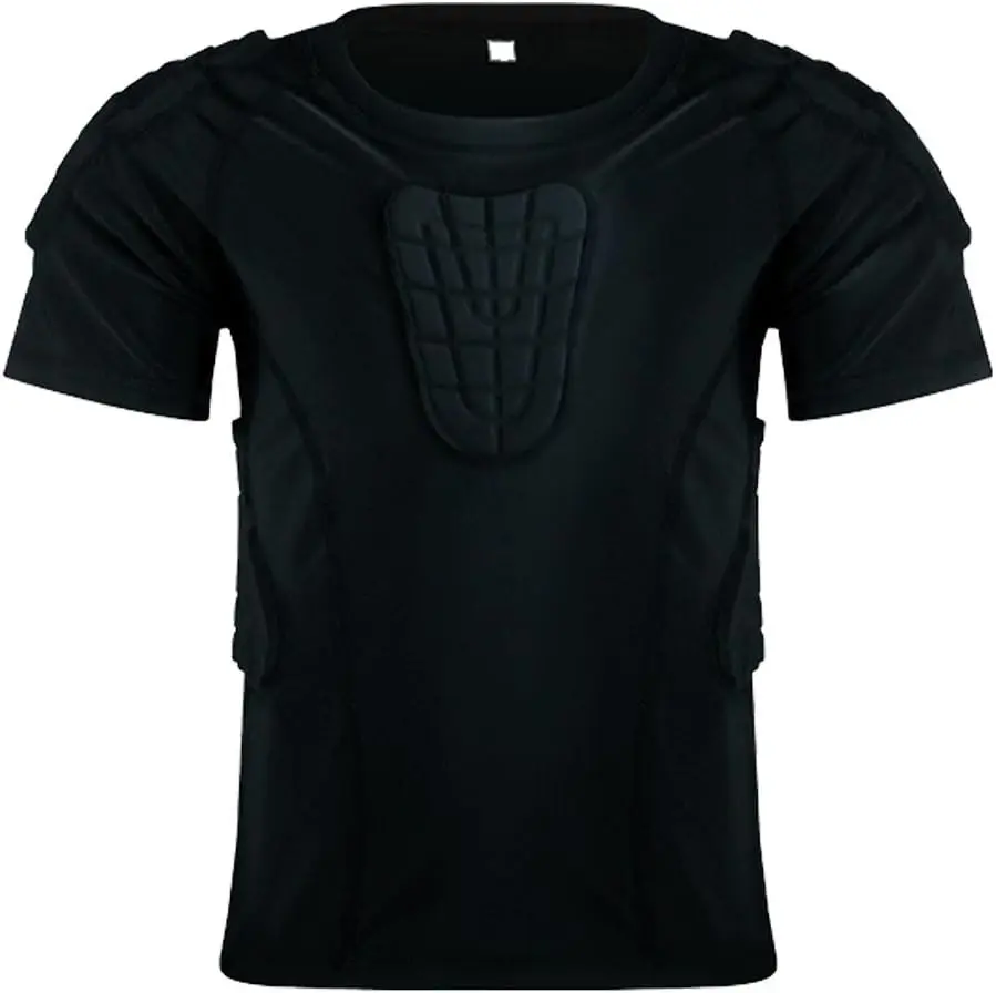 Kid’s Padded Shirts Short Sleeve Compression Chest and Rib Protector T Shirt Youth Protective Gear