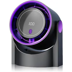 Table Fans, 100 Speeds Wall-Mounted Desk Fan Ultra Quiet, Battery&Speed Mode LED Display Rechargeable Motor Fan, 180°Wide Angle, 2000Mah Portable Fan for Office Bedroom Home Kitchen (Dark) OHLGT