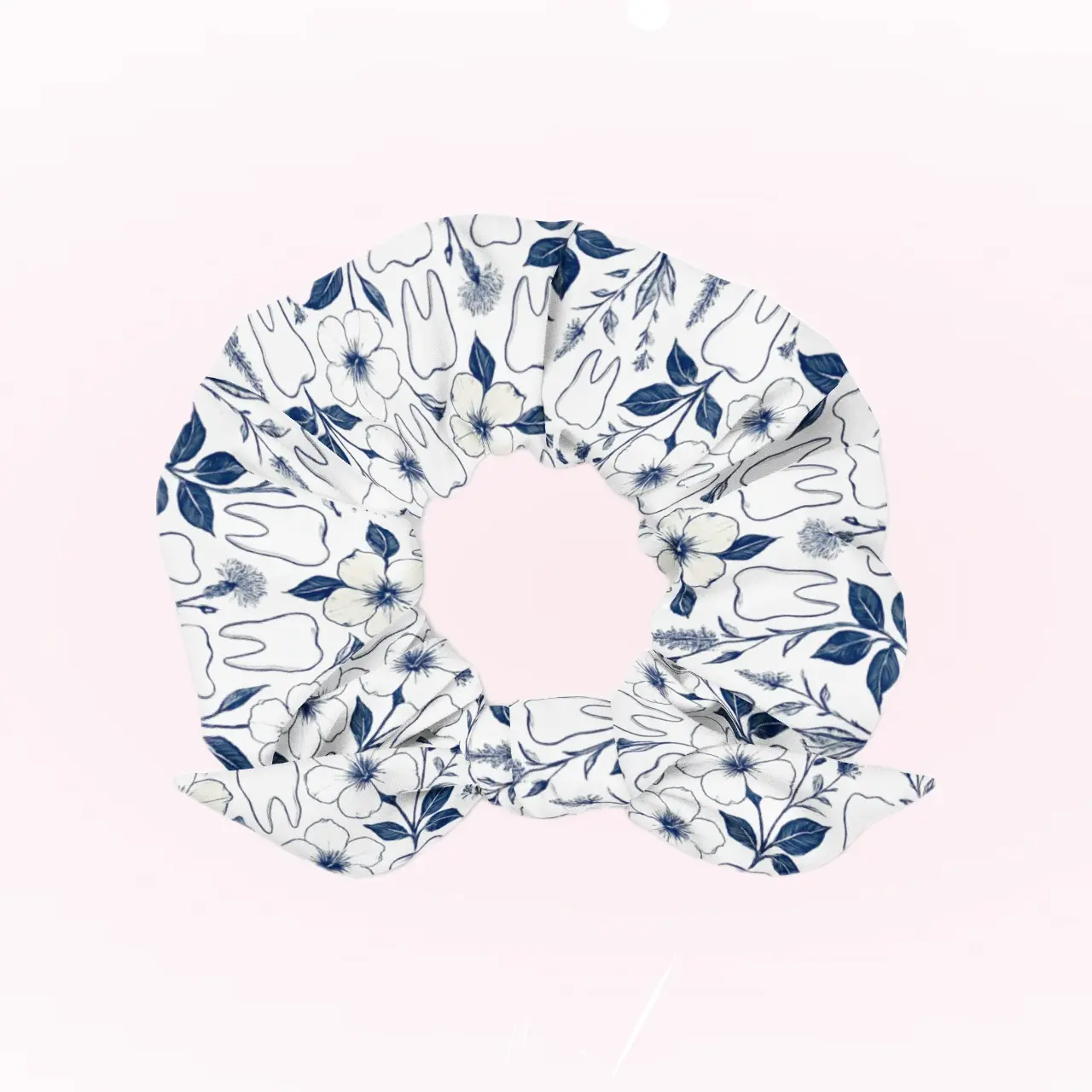 Blue Floral Scrunchie