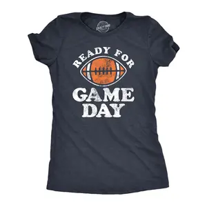 Womens Ready for Game Day T Shirt Funny Football Lovers Gridiron Tee for Ladies Funny Womens T Shirts Cute Vintage Fashion Casual Ladies T-Shirt Gift Funny Football Top Women's Novelty Tees Navy