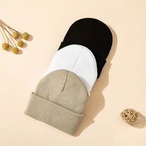 3/4pcs Knit Cuffed Beanies For Boys And Girls, Winter Warm Knitted Beanie Hats For Skiing