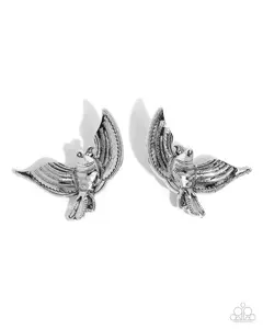 Bird of PLAY - Silver Bird Post Earrings - Paparazzi