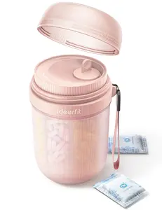 Large Pill Dispenser with 7 Large Compartments,Pill Bottle Organizer with Desiccant to Keep Medicines Fresh,Pill Box Case | Anti-Mixing | Light-Proof | Touch-Free,BPA-Free Vitamin Organizer,Pink