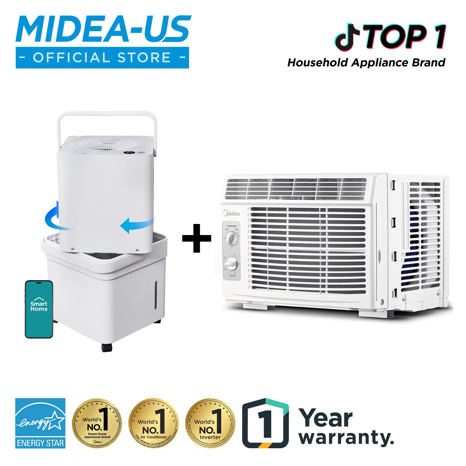 [Bundle] Midea 5000 BTU Window Air Conditioner + Midea Cube Dehumidifier