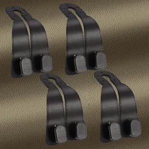 Car Seat Headrest Hooks 4 Pack Leather Backseat Storage Hangers for Purse, Handbag & Grocery Bag Organization, Universal Auto Interior Accessories for Cars, SUVs & Trucks