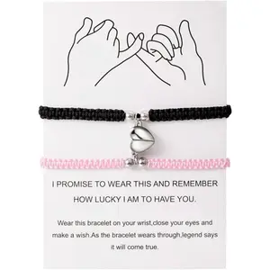 2 count Couple Bracelet Set  Knitting Personalized Couple Bracele Love Mutual Attraction Matching Long Distance Relationship Gifts for Boyfriend and Girlfriend Valentine Christmas