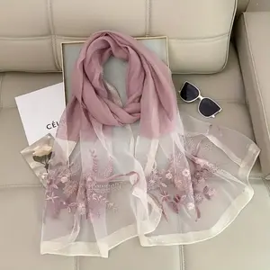 Stunning Embroidered Scarves with Beautiful Color combination Gives you Stunning Look In Any Event And Any Occasion, 60% Wool, 40% Silk, Decorative & Windproof with Fine Embroidery Craftsmanship.