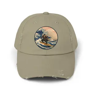 Samurai Surfs the Wave Circle Cap | Distressed Baseball Hat