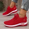 OFIREND Women's Low-Top Knitted Athletic Shoes - Female Lace-Up Round Toe Casual Trainers, Breathable Mesh Fabric, Lightweight EVA Non-Slip Sole, All-Season Footwear for Walking, Daily Commute