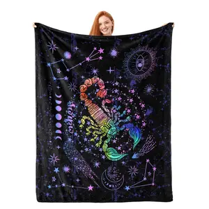 BARLEY ONE Scorpio Constellation Blanket, Zodiac Sign Throw Blanket, Astrology Flannel Throw Blanket, Constellation Gifts Blanket for Women Men, Aries Taurus Gemini Cancer Leo Virgo Libra Sagittarius Capricorn Aquarius Pisces