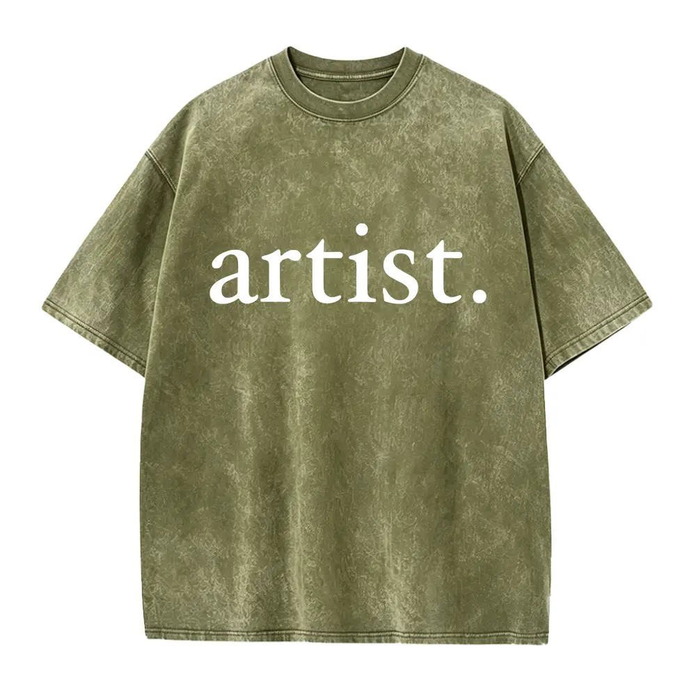 Minimal Artist Letter Print Graphic Tee, Men Soft Breathable Round Neck Short Sleeve T-Shirt, All Season Everyday Casual Layering Top