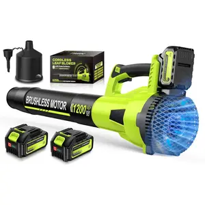 Leaf Blower Cordless with 2x5.0Ah  and  Charger,1200W Handheld Blower for Lawn Care,6 Speed  Electric Leaf Blower for Snow Removal,Patio,Dust, Blowing Water