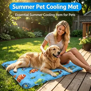 Water-Fillable Pet Cooling Pad, Non-Toxic Summer Cool Mat for Cats and Dogs, Waterproof Durable Ice Pad for Dog Beds and Crates