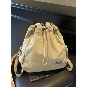 Women's Solid Color Large Capacity Drawstring Tote Bag, Casual Portable Crossbody Bag, Casual Shoulder Bag for Daily Commuting, Travel, Shopping, and School, Trendy All-match Bag