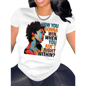 [100% Cotton] A Crew Neck, Relaxed Fit T-Shirt For The Spring And Summer Season Featuring An African American Graffiti Portrait Print And Made From Polyester Knit Fabric. T-Shirt For Men And Women,tees,T-Shirt for Men Women
