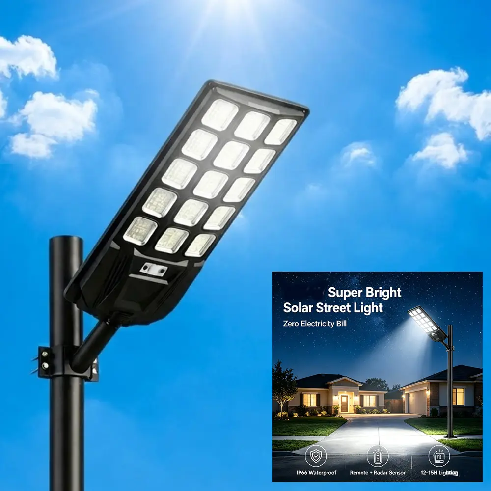 Solar Street Light with Motion Sensor,Remote Control,IP66 Waterproof Security Light,for Wall Mount, Entryway, Driveway,Garden