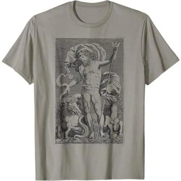 Poseidon T-Shirt Trident Greek God Mythology Sea Horses T-Shirt